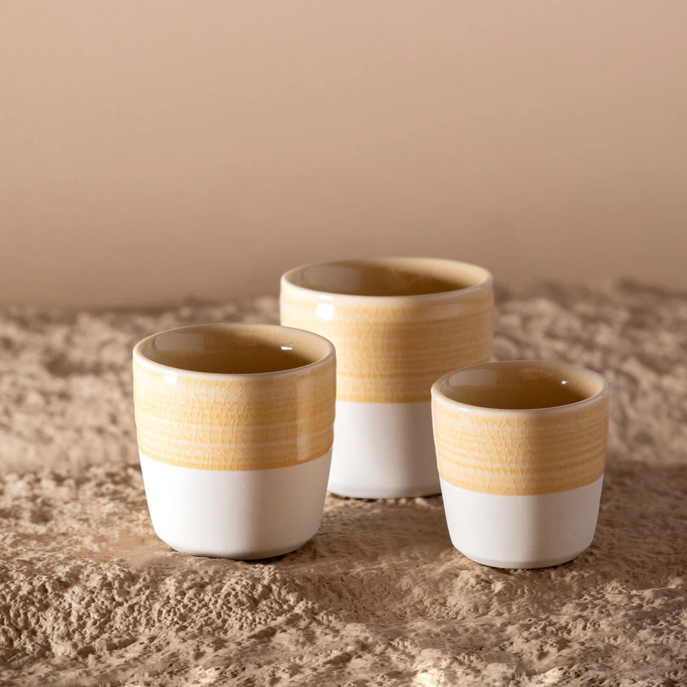 Loveramics Dale Harris Champions Signature Crackle Glaze Flat White Cup (150ml) - Yellow - Image 3